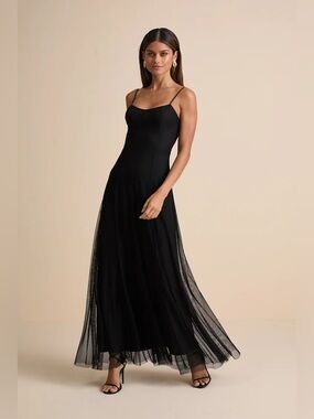 Lulus Atori Black Mesh Sleeveless Maxi Dress